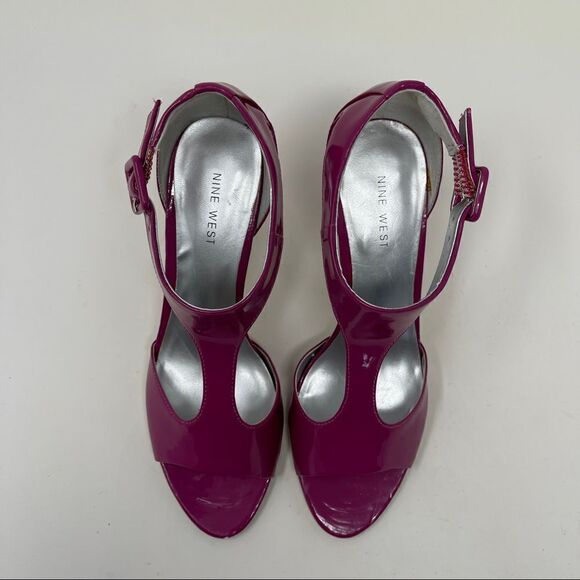 Nine West Jendavio Sandal T Strap Magenta Stiletto Women’s Size 7 - Picture 2 of 8